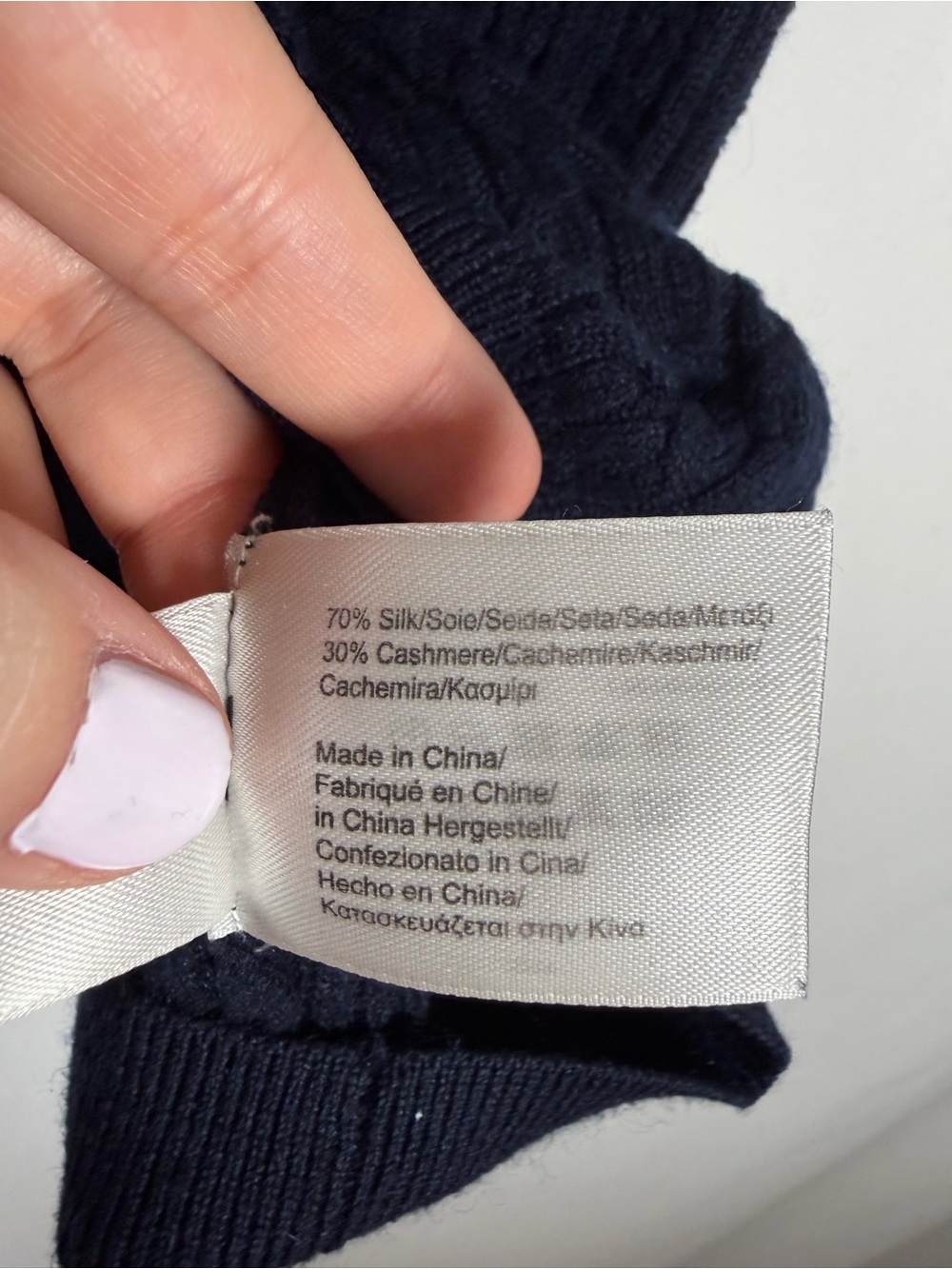 Brooks Brothers Navy Silk and Cashmere Blend Short Sleeve Cable Knit Top - Picture 3 of 6